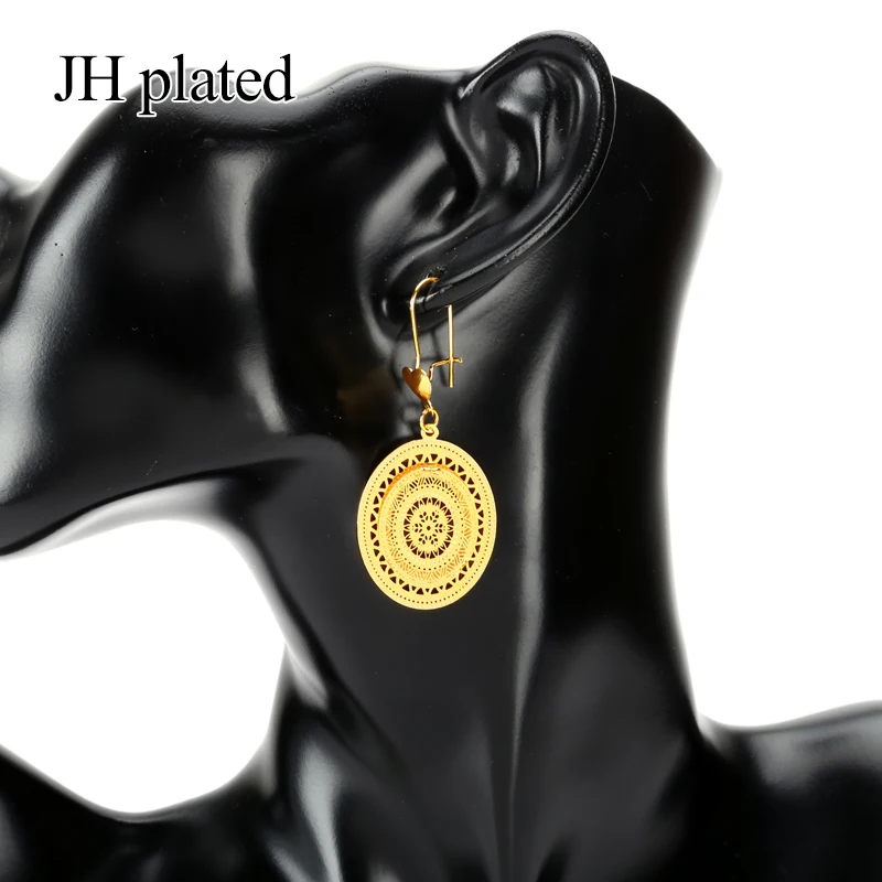 JHplated африканские ювелирные изделия из Эфиопии Серьги овальные двухслойные для