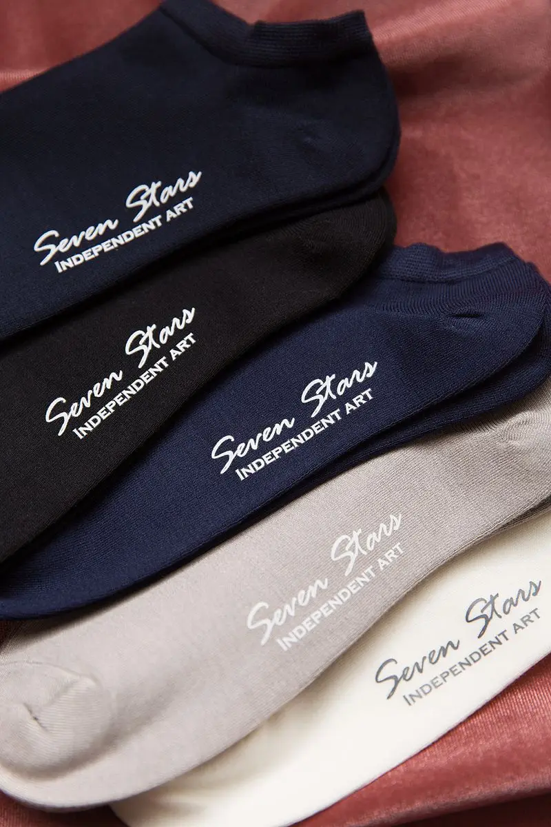 Socks Man 2019 New Spring Men 5 Pairs Cotton Solid Color Short Invisible Letter Breathble High Quality Men's | Мужская одежда