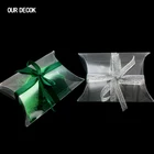 100 шт.лот 9 см x 6,5 см x 2,5 см Подушка Форма Милая коробка для сладостей упаковка подарочная коробка для свадебной вечеринки декор прозрачный ПВХ оптовая продажа