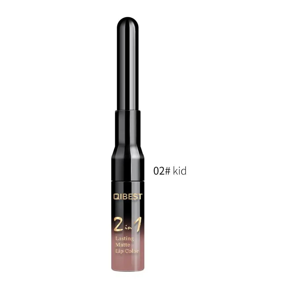2 in 1 Double Head Liquid Matte Lipstick Lip Gloss& Lip Liner Waterproof Nude Lipstick Set Lipgloss Mate Lip stick Pen Makeup - Цвет: 2