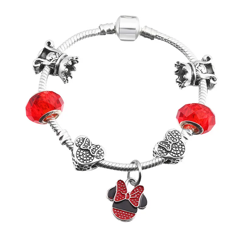 SL078 DINGLLY 16 см-21 см мультфильм Микки Минни портрет из бисера бренд браслет для женщин Детская Подвеска браслеты браслет ювелирные изделия подарок - Окраска металла: SL078