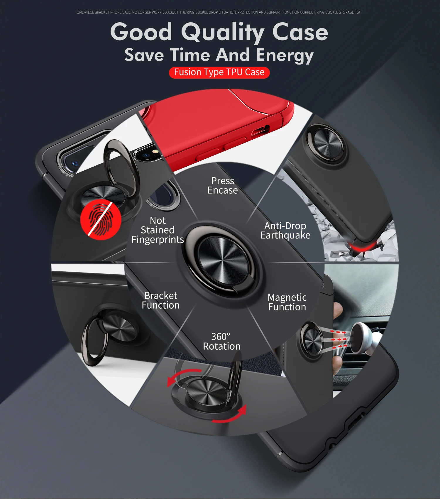 Чехол для OPPO R15 Pro из ТПУ со скрытой подставкой с автомобильной Магнитная