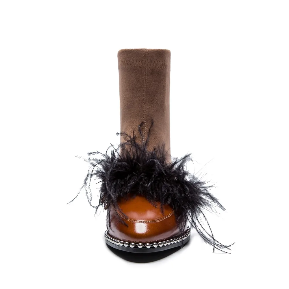 Arden Furtado/2018 Модные ботильоны на плоской подошве без шнуровки женская обувь с