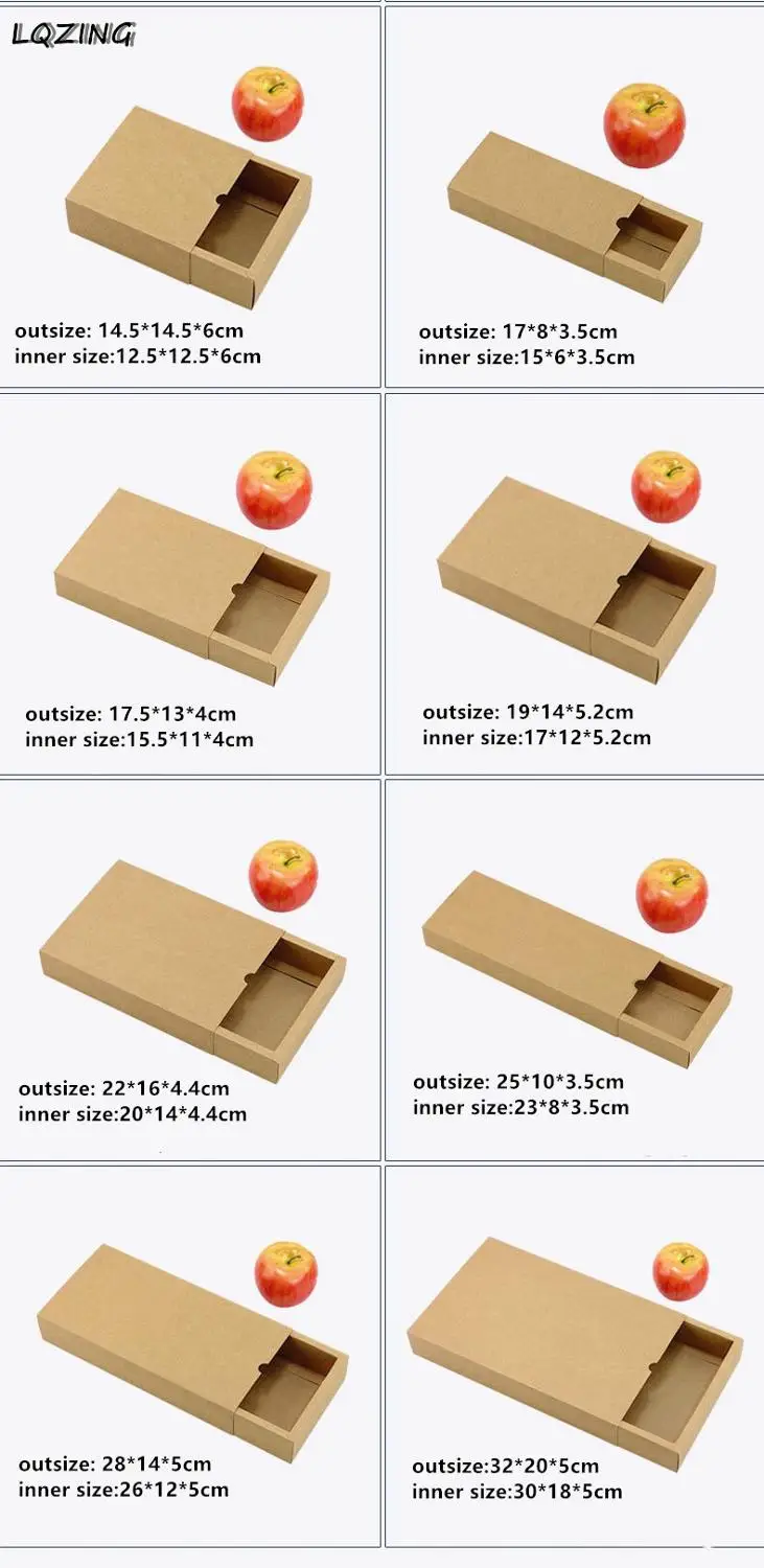 

50pc Sliding Cover Carton Black Kraft Paper Jewellry Box Handmade Soap Candy Chocolate Biscuit Boxes For Wedding Party Gift Wrap