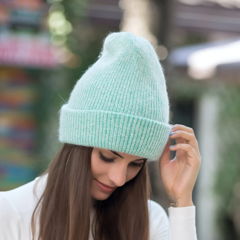 Женские осень зима шапка из кроличьего меха головные уборы для дамы skullies шапки