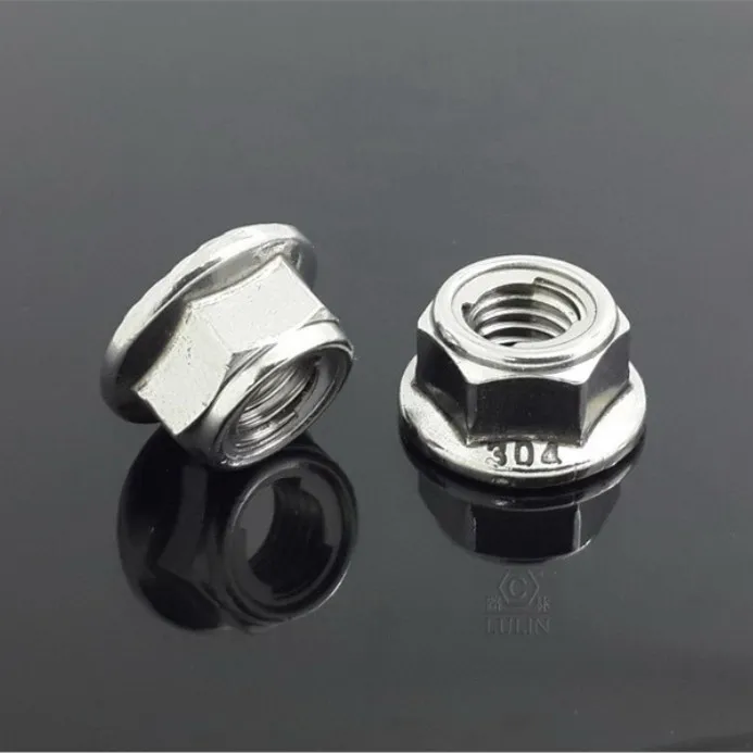 

100pcs/lot DIN6927 Stainless steel all metal lock hex flange nuts M5 M6 M8