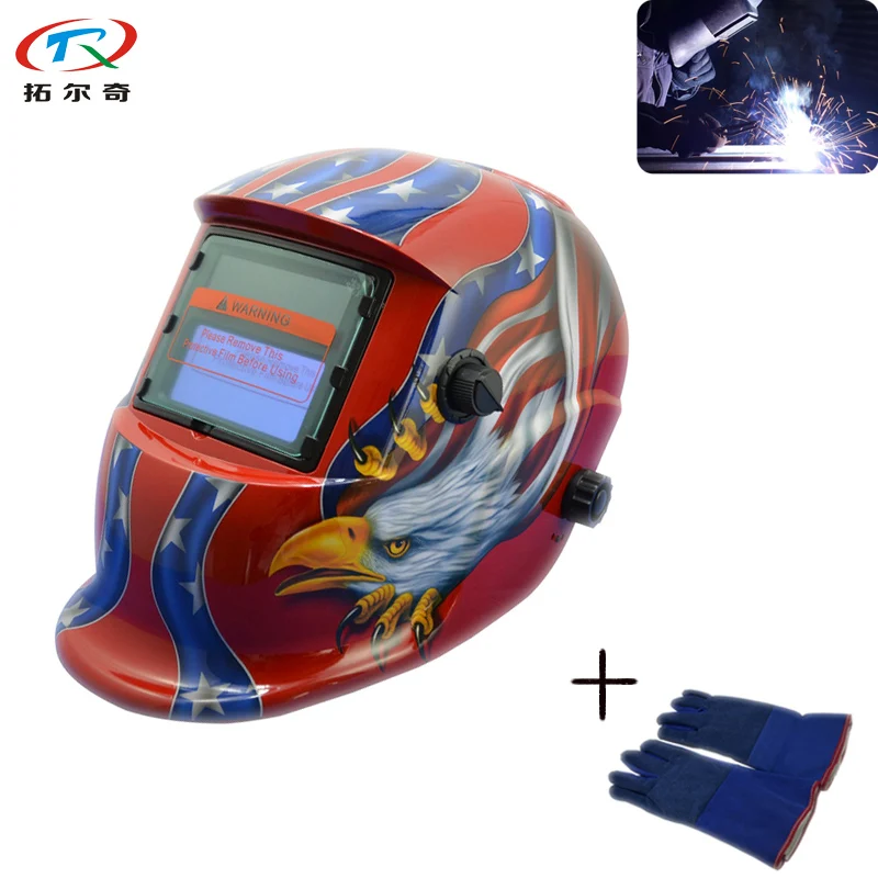 

Паяльная Маска/шлем для электромонтажа/шапка для сварки/сварочный шлем с автоматическим затемнением, модная доставка со сварной перчаткой
