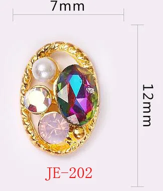 JE202-10pcs Новинка, 10 шт., блестящие ногти, амулеты, ювелирные аксессуары, овальные блестящие металлические драгоценные камни, ювелирные изделия, 3D украшения для ногтей, стразы JE2000 - Цвет: JE202-10pcs