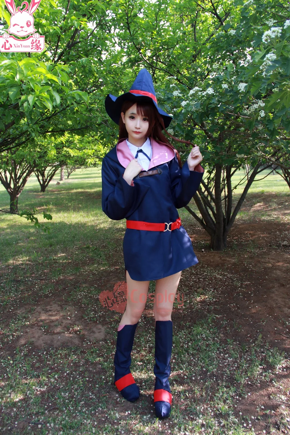 

Japanese Anime Little Witch Academia cosplay Halloween party girls cute Witch costume (coat+shirt+belt+tie+hat)