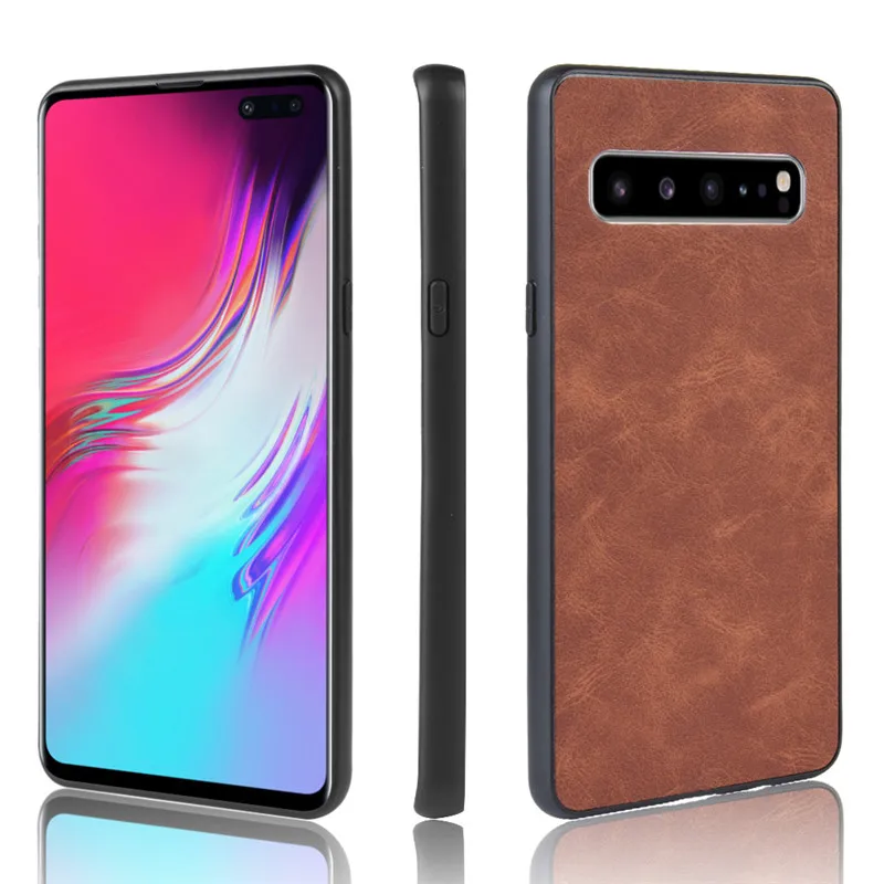 For Samsung Galaxy S10(5G) Case Skin Cover Hybrid Sheep PU Leather Hard Back Matte |