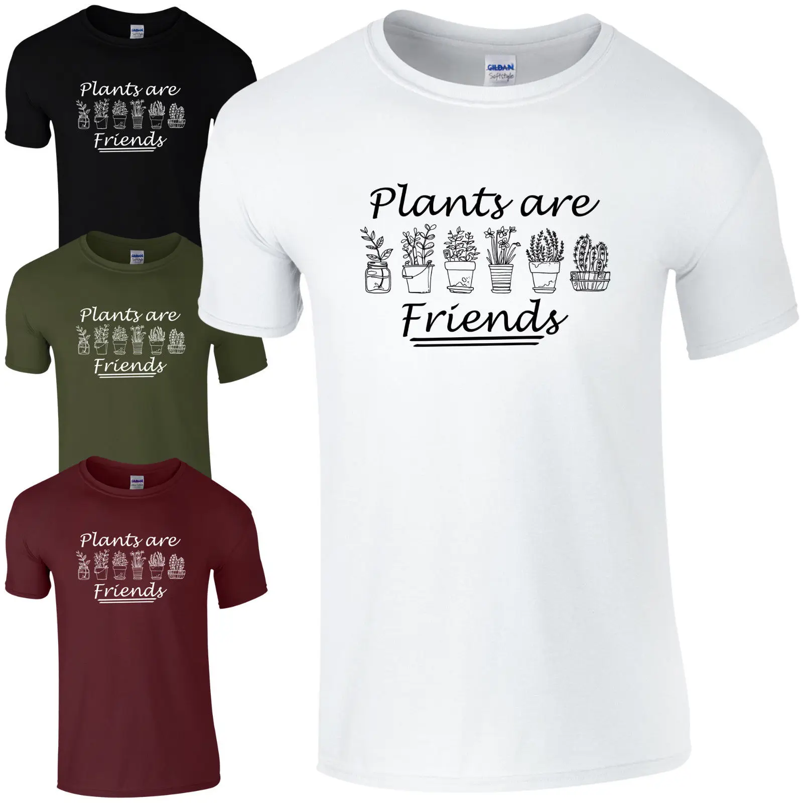 Футболка с надписью Plants are Friends Vegan Love Tumblr Вегетарианская Мужская футболка унисекс