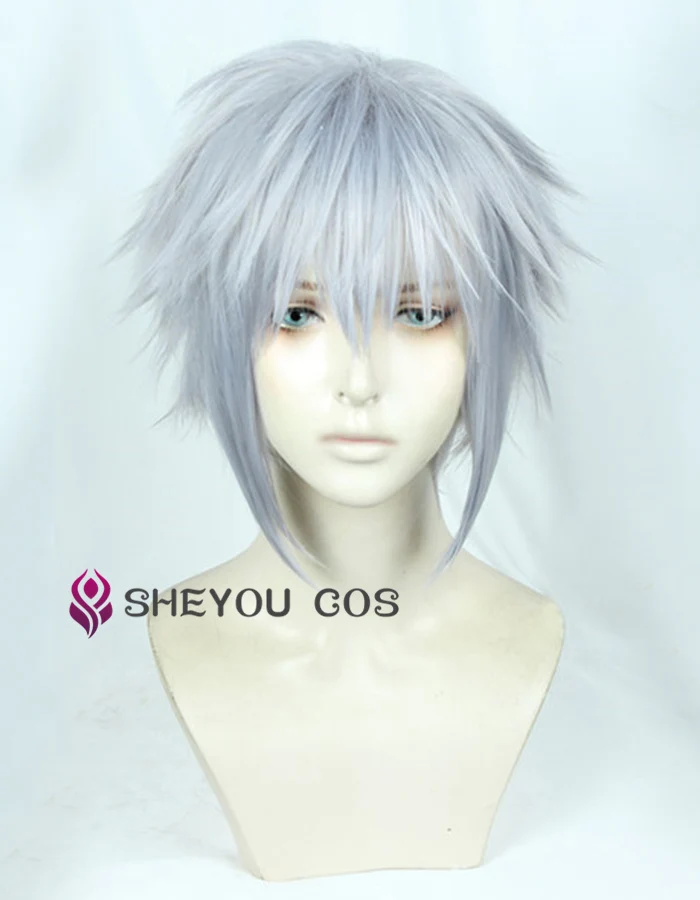 Парик для косплея Riku Game KINGDOM HEARTS 3 серый термостойкие синтетические волосы