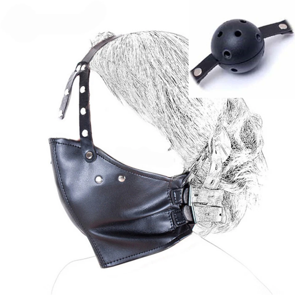 CamaTech из искусственной кожи головная повязка с дышащей рот кляп фетиш воротник