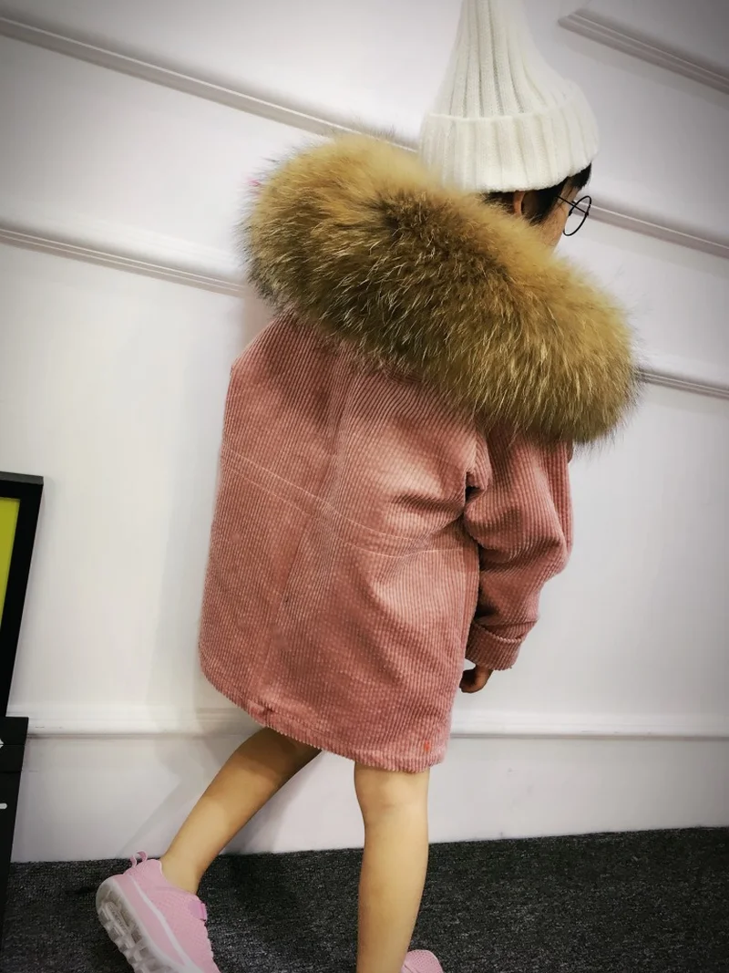 Детские зимние Новые повседневные вельветовые плотные теплые большие пальто с