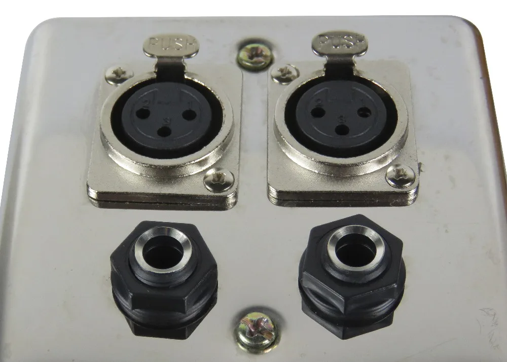 STARAUDIO SWP-4001 Серебристая стальная настенная панель 2 XLR 3 Pin Female ports и 2 1/" 6,35 мм гнезда