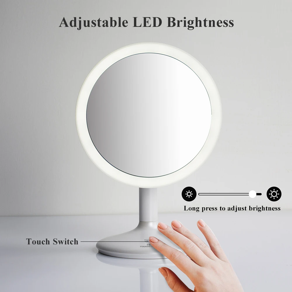 TOUCHBeauty светодиодный зеркало для макияжа, 5X Увеличительное Зеркало, вращение на 90 градусов, косметическое зеркало с 21 светодиодный подсветкой, перезаряжаемое косметическое зеркало