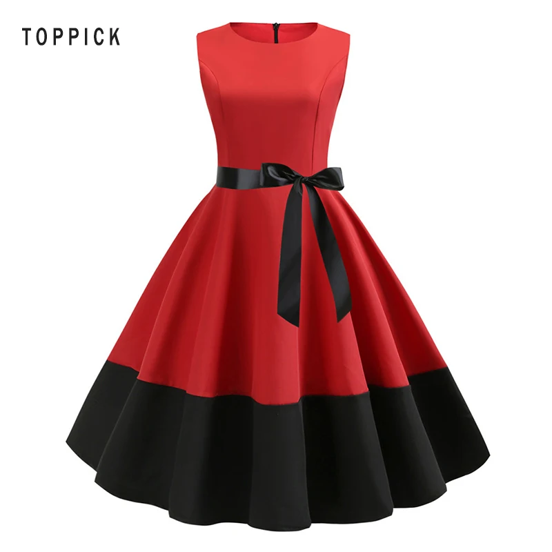 Женское летнее платье с поясом без рукавов элегантное ретро 50s 60s Robe Rockabilly Swing Pinup