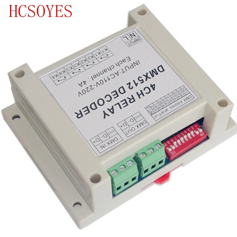

1 pcs DMX-RELAY-4CH dmx512 relays decoder controller use for led lamp led strip lights input AC110-220V