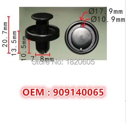 

100Pcs OEM Push Type Retainers Front Fender Liner Engine Cover Clips For Subaru BRZ Crosstrek Forester Impreza 909140065