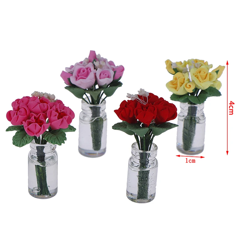 

1/12 Scale Dollhouse Miniature Clay Flowers in Pot Planter for Dolls Garden Plant Living Room Doll House Decoration Toy