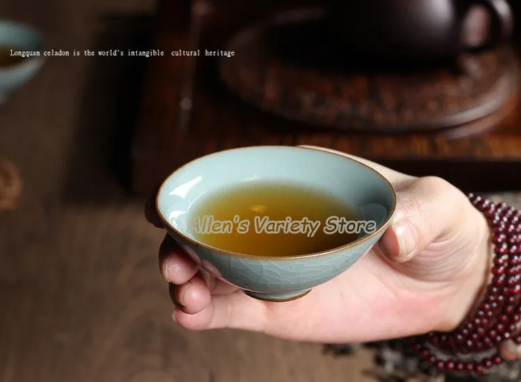 2 шт. 65 мл фарфоровая чашка Китайский Longquan Celadon чайные чашки чаша Китай Celadon Crackle чайная чашка чашки Золотая Рыба чайный набор наборы