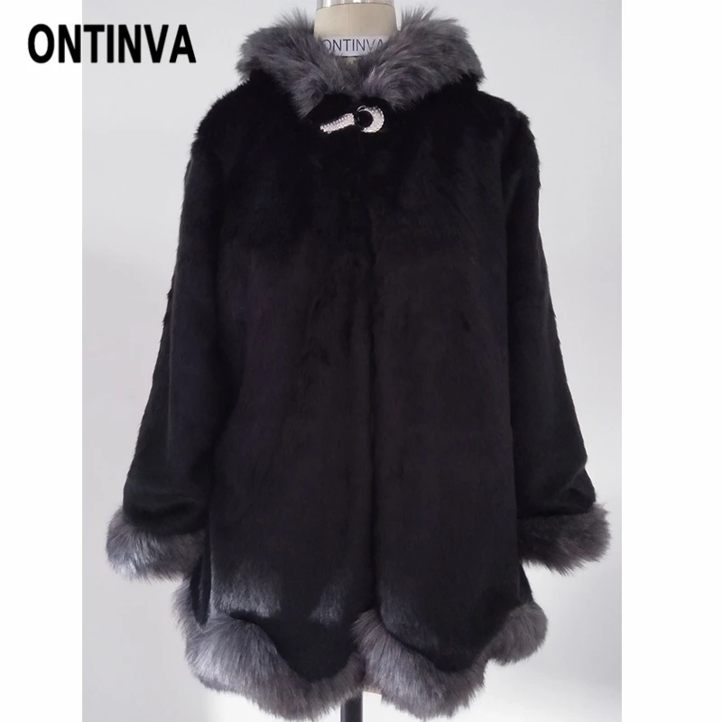 Faux Fur Coats Women Fluffy Artificial Fox Fur Overcoat with Belt Winter Warm Jackets Long Sleeve Hooded Plus Size 6XL Outerwear