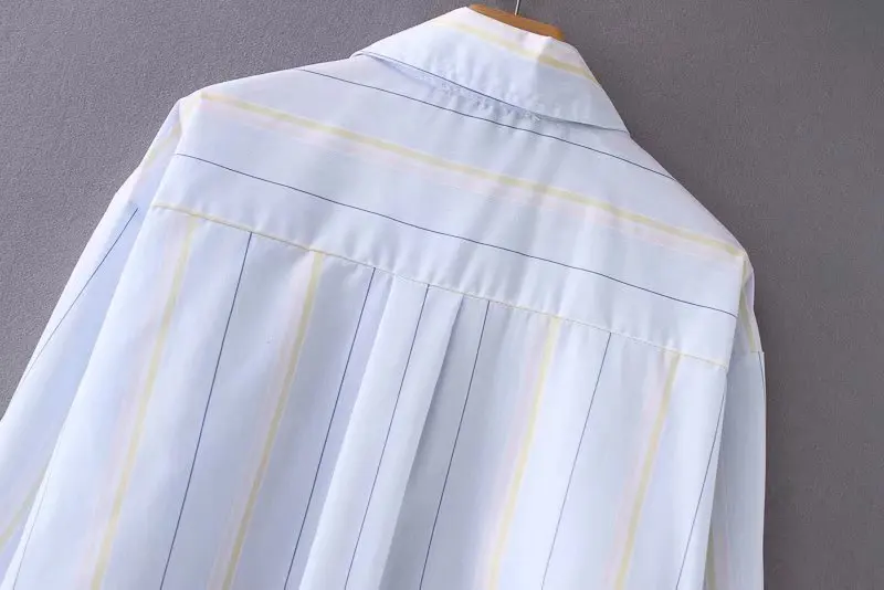 2018 Новый Модный женский винтажный полосатый каждодневный свободный рубашка