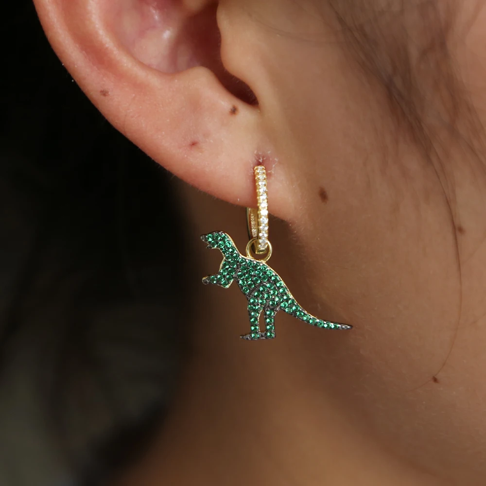 Серьги-капли с лесным животным, белый, зеленый, cz, micro pave, Стерлинговое Серебро 925 пробы, Прекрасные Ювелирные изделия из стерлингового серебра 925 пробы, новое поступление
