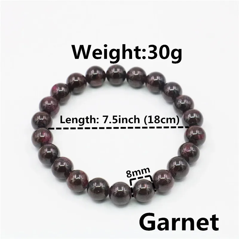 Garnet 8 мм Striated оникс тигровый глаз кошачий глаз халцедон гранат Aquamarines браслеты, круглые бусины натуральный камень для изготовления ювелирных украшений - Окраска металла: Garnet