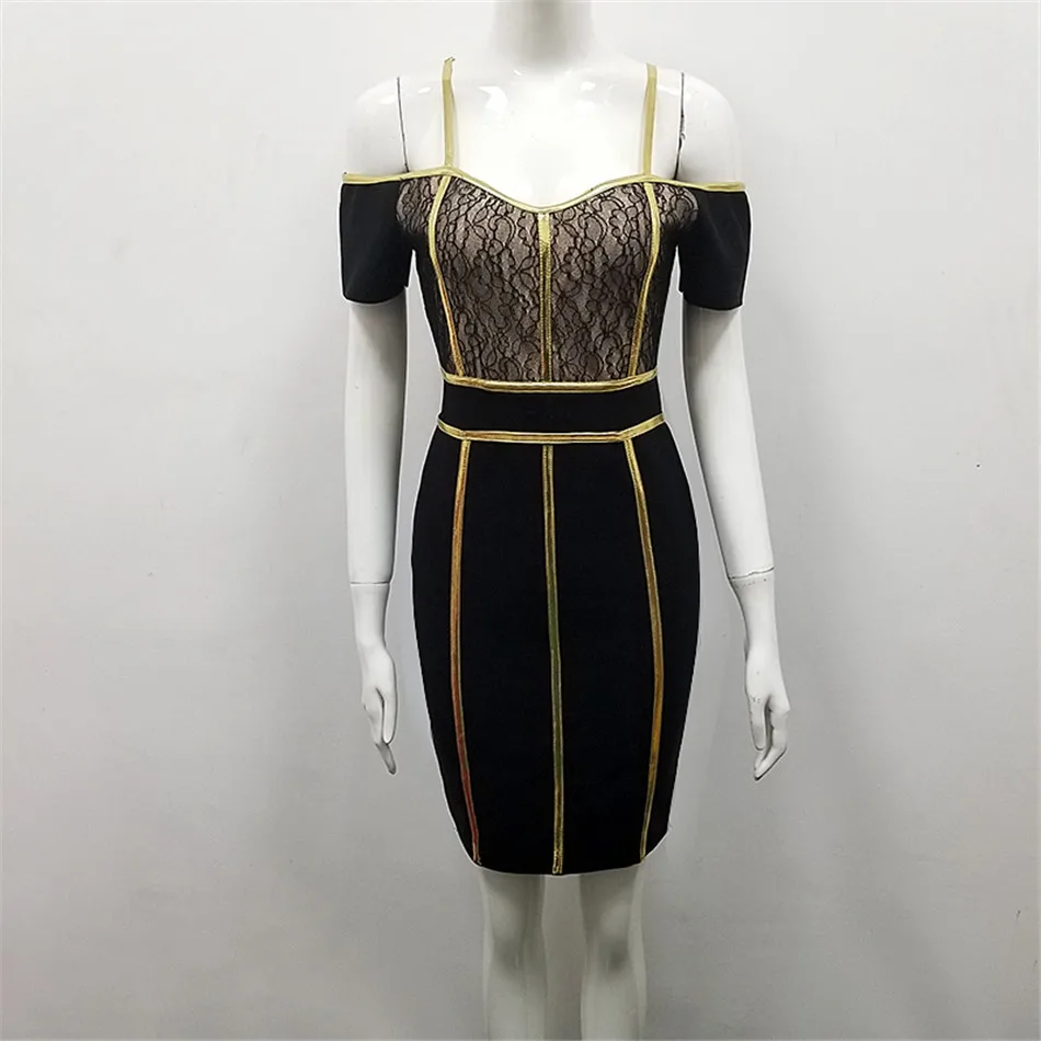 Женское вечернее платье без бретелек CIEMIILI черное Сетчатое рукавов Клубное на