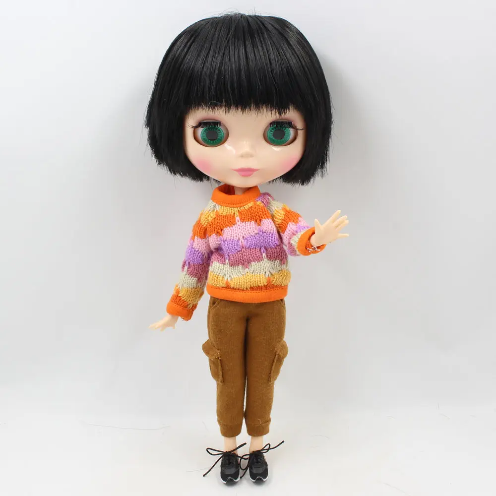 Кукла Nude Blyth для мальчиков и девочек, натуральная кожа, черные волосы с челкой, подходит для смены BJD Factory Blyth No. BL9601
