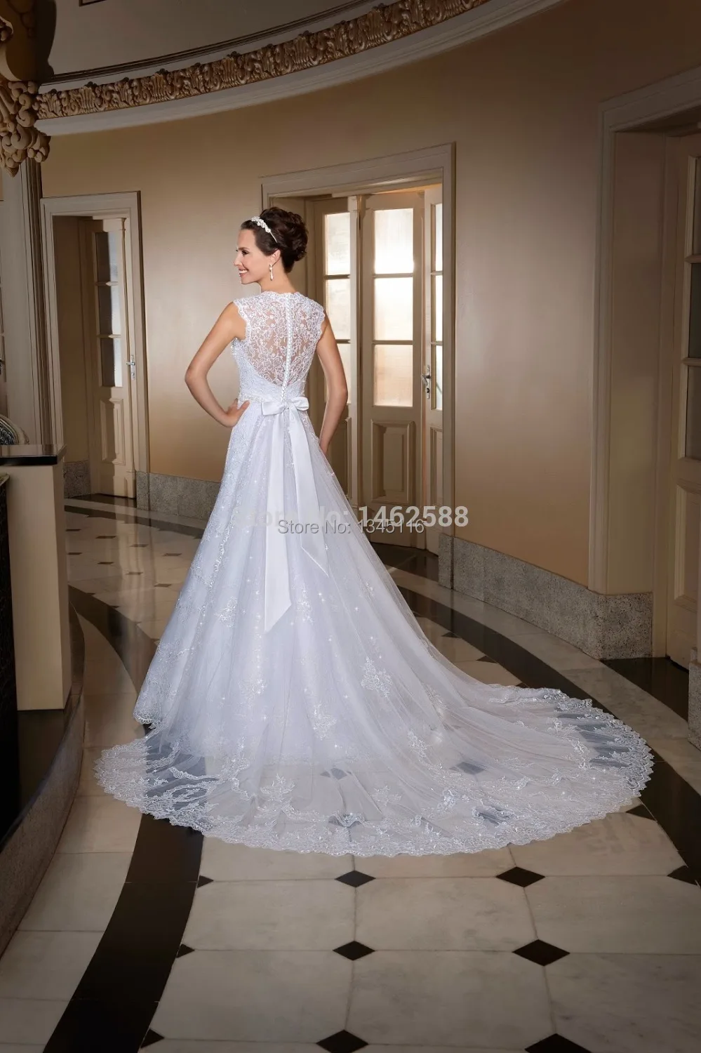 Sweetheart Bow Sashes White Wedding Dresses with Train Custom made Lace With Straps 2017 New Sexy Bridal Gowns Bride dress | Свадьбы и