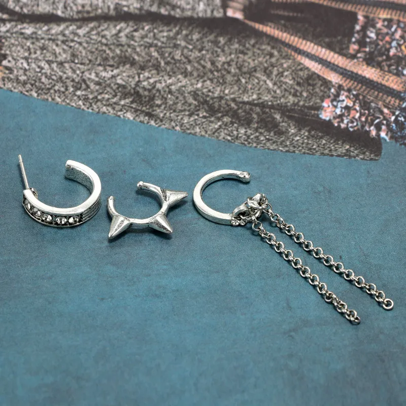 6 шт. в стиле панк винтажные клипсы для ушей богемные подвески кристалл цветок