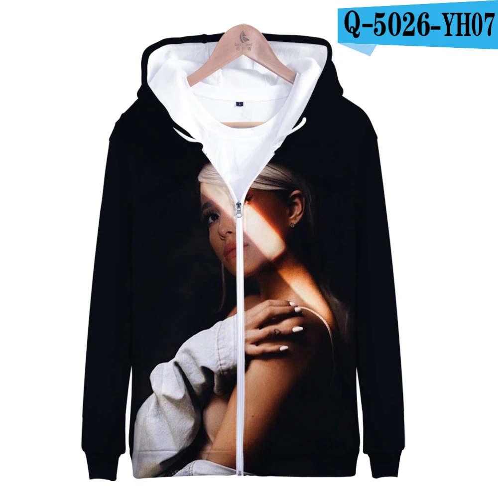 Ariana Grande/толстовки на молнии с 3D принтом для женщин/мужчин; модная толстовка с капюшоном и длинными рукавами; Лидер продаж года; Повседневная Уличная одежда - Цвет: Небесно-голубой