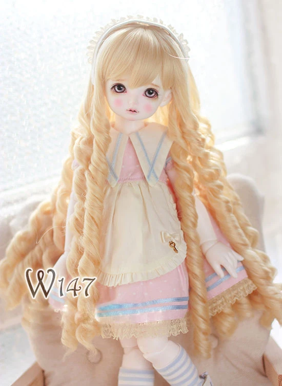 Кукольные парики BJD Sakura золотого цвета высокотемпературные длинные вьющиеся для