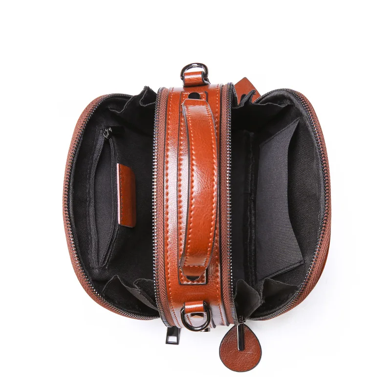 

Small Shoulder Bag Women Messenger Bags Genuine Leather Girls Handbag Red Small Vintage Bag Double Zipper Ladies Hand Bags