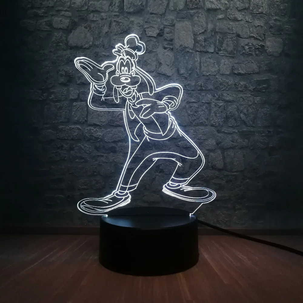 Творческий мультфильм Гуфи 3D светодиодный Ночник светильник RGB многоцветный 7