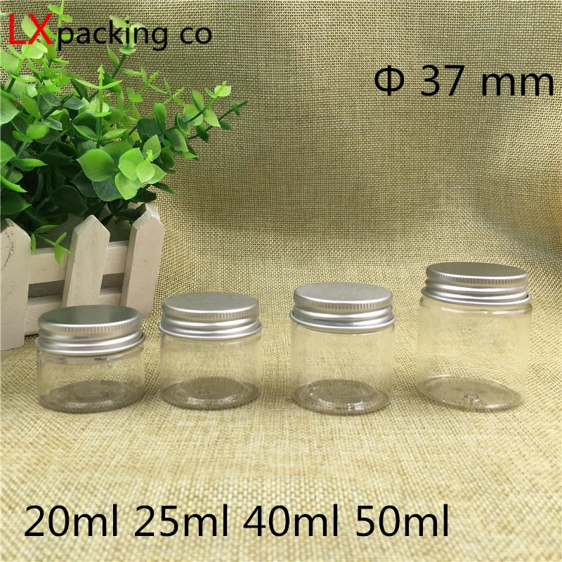 

30PCS Free Shipping 20 30 40 50 ML Clear Transparen Plastic Jar 1 2 OZ Cans Spices Storage Butter Cream Gold Lid Pack Containers