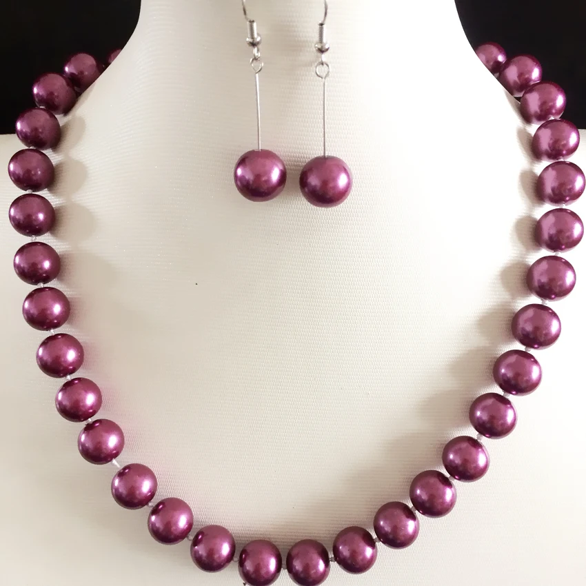 

Fashion shell 8-14mm multicolor round simulated-pearl beads diy charming clasp necklace earrings jewelry making 18 inch B1012