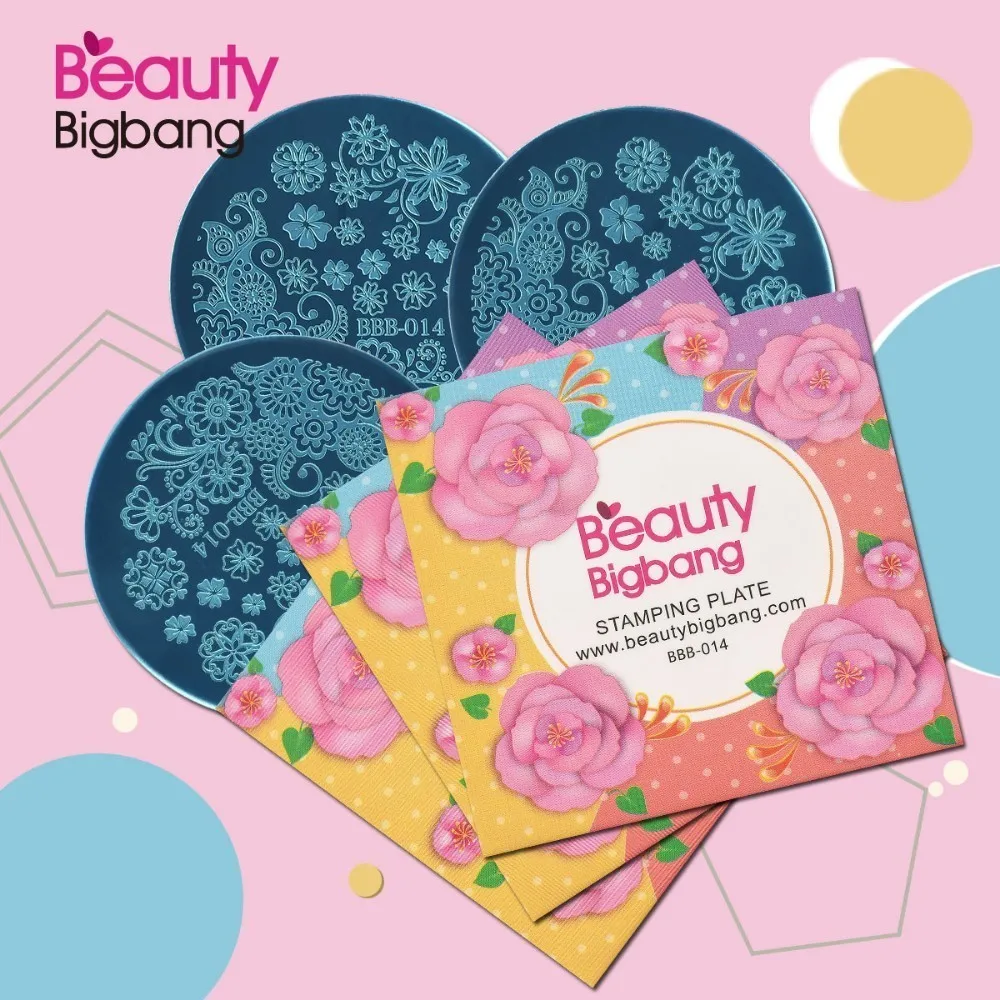 BeautyBigBang круглые пластины шаблоны для стемпинга ногтей Цветочная Геометрическая