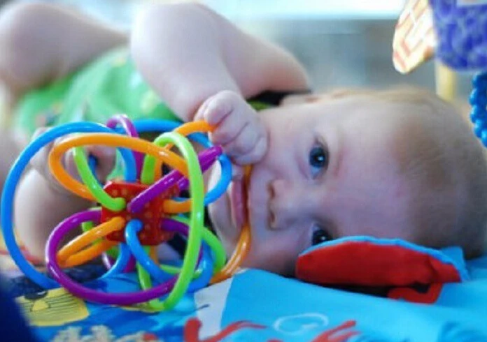 0+ Baby Teether Pacifier Toy Colorful Ball Rattle Early Educational High Quality Hand Development | Игрушки и хобби