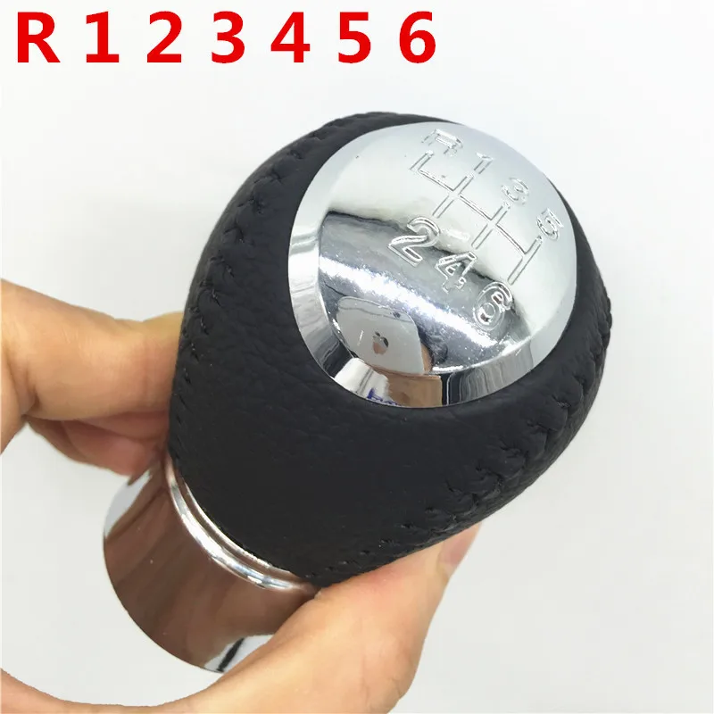 6 Speed Хромированная кожа, 5/6 скоростей, ручная ручка переключения передач, ручка для рукоять рычага, головка переключения, аксессуары для автомобиля, аксессуары для Mazda 3 5 6 - Название цвета: 6 Speed