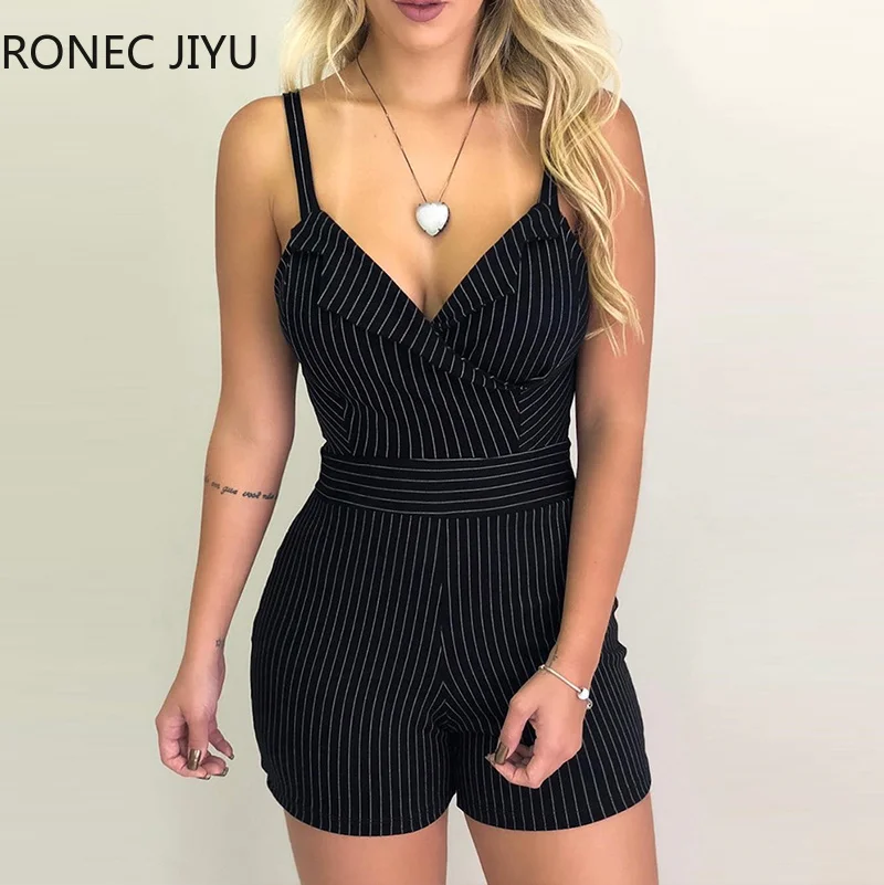 Pinstripes свёртная безрукавка повседневное комбинезон Комбинезоны для женщин Look