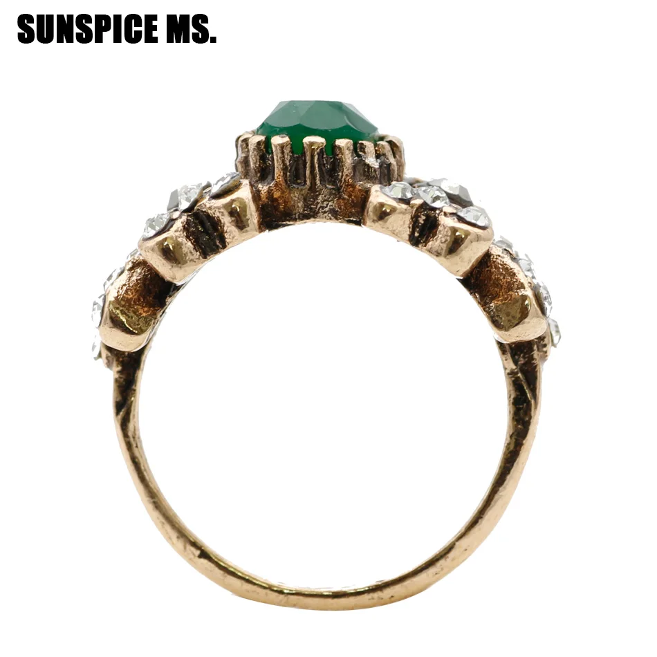 Женское Винтажное кольцо SUNSPICE MS. турецкое античное Золотое полимерное на палец