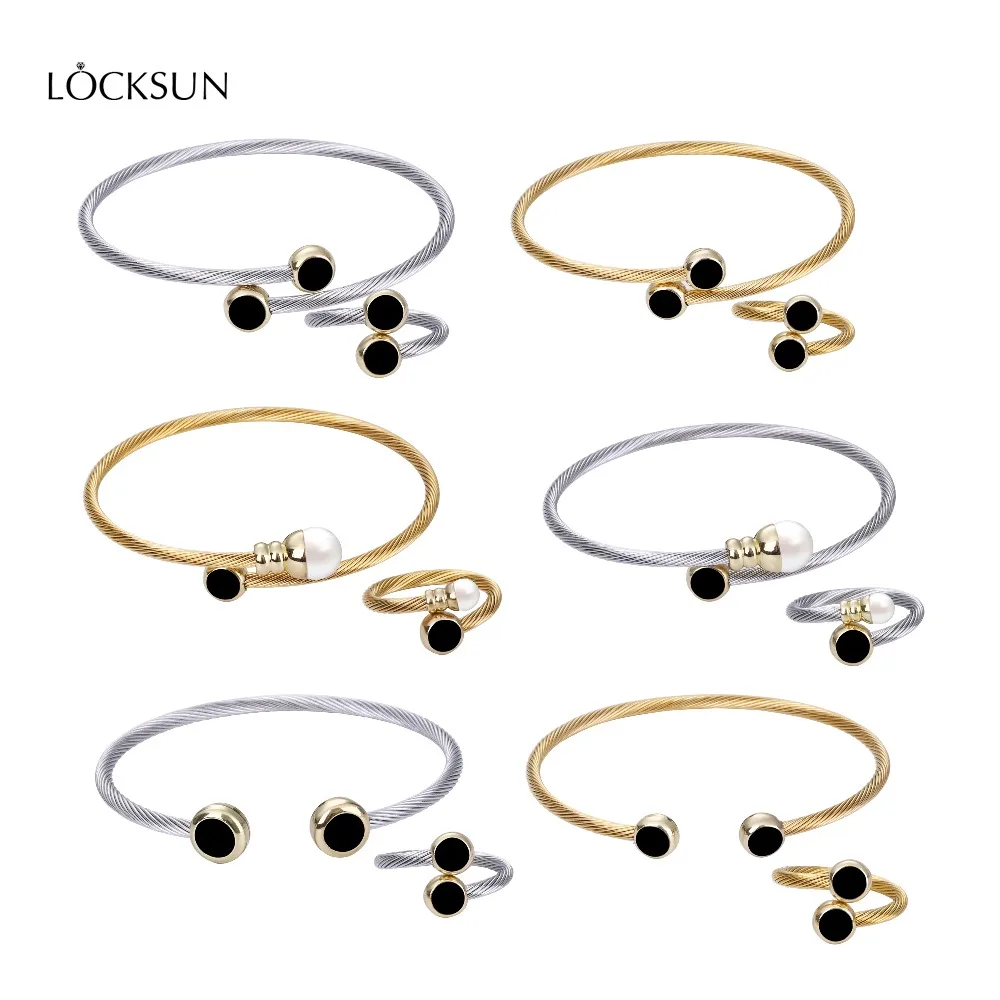 Женский браслет Locksun регулируемый из нержавеющей стали с жемчужинами