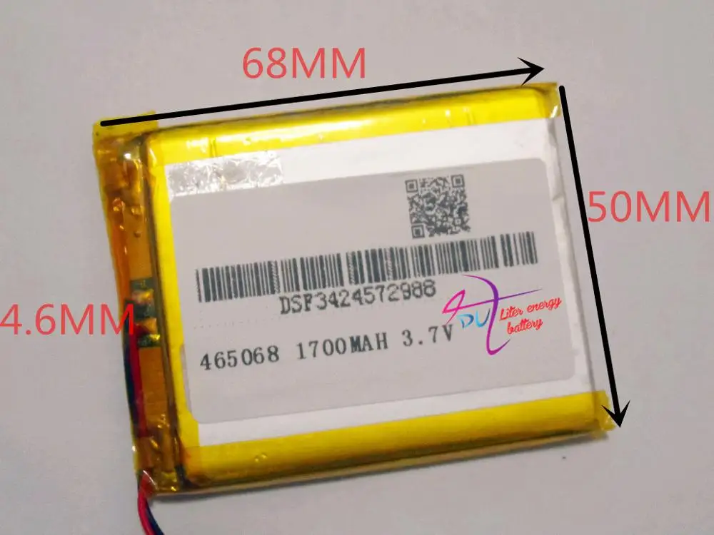 Литий полимерный аккумулятор 465068 3 7 В 1700 мАч с защитной платой для GPS планшета|polymer