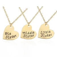 3 pcsset necklace women best sister girlfriends love heart necklaces 2 colors big middle little sister pendant necklace