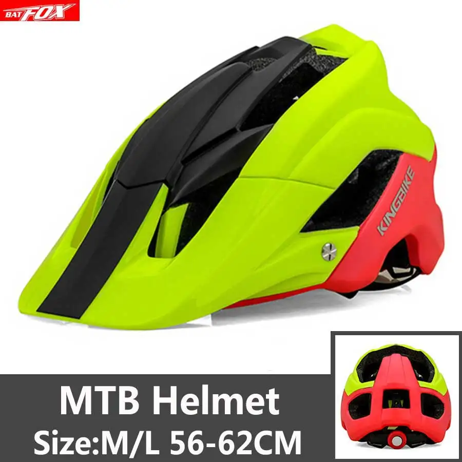 j-654-Green KINGBIKE велосипедный шлем со съемным козырьком Casco Ciclismo матовый черный велосипедный дорожный горный MTB шлем Мужской Женский шлем - Цвет: j-654-Green