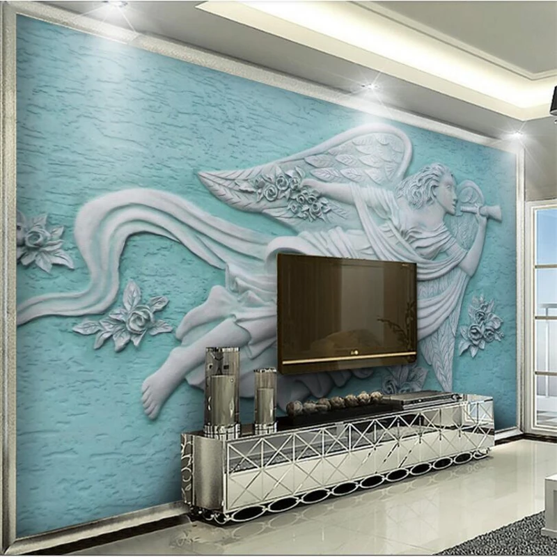 Wellyu Европейский 3D трехмерный рельефный Ангел Красивые цветы фон Фотообои |
