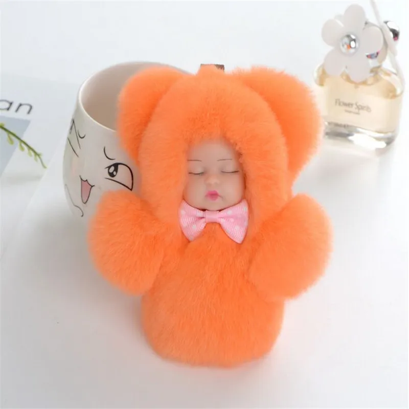 Christmas Fur Keychains Rex Rabbit fur fluffy pendant Mengmeng dead hair GIFT PENDANT new year bag Key chain car ornaments | Украшения и